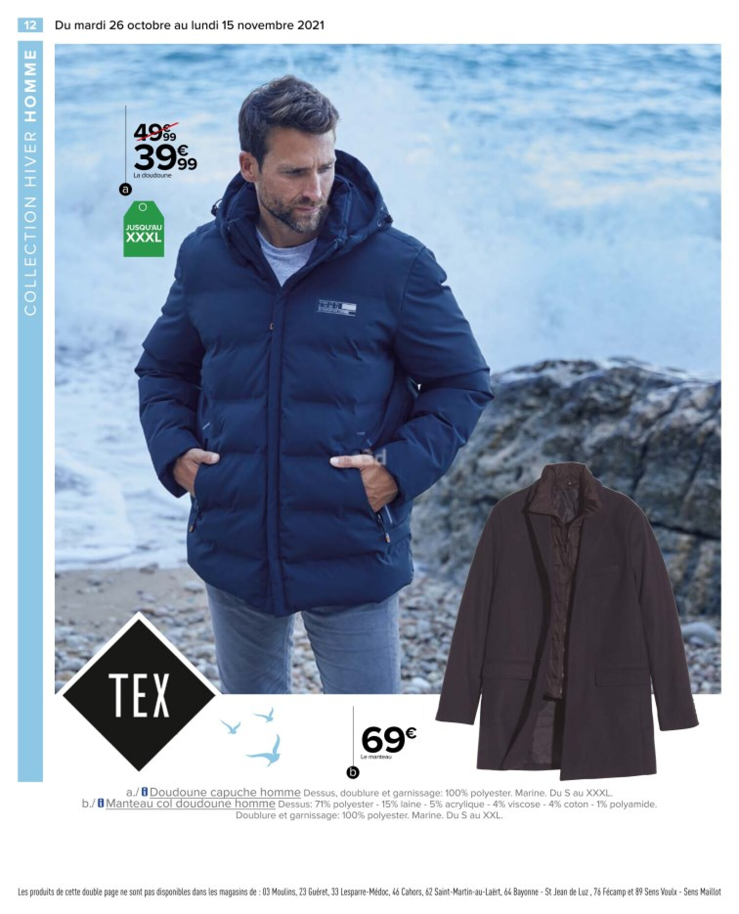 Manteau homme on sale carrefour