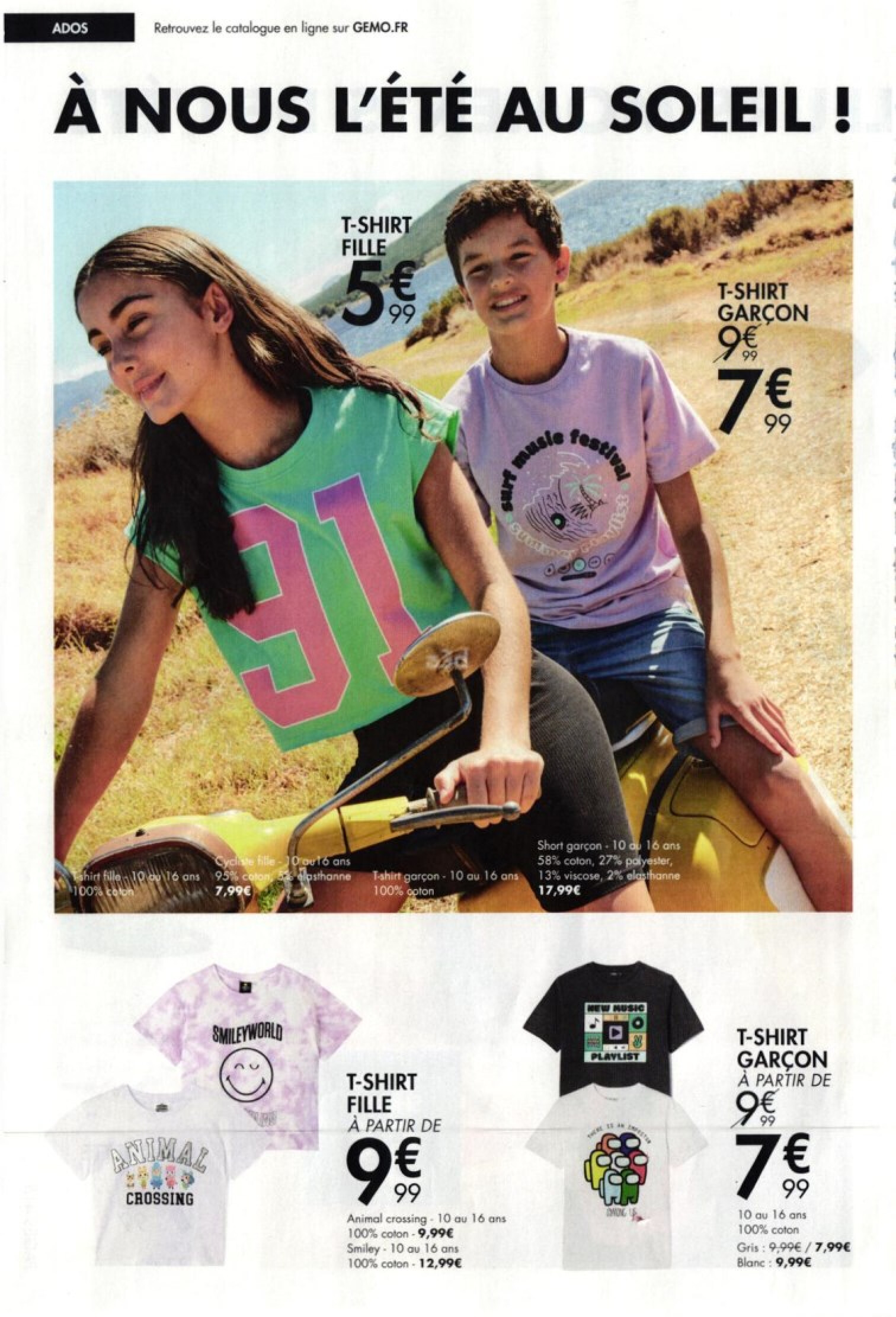 GEMO 1 bas achete 1 haut offert