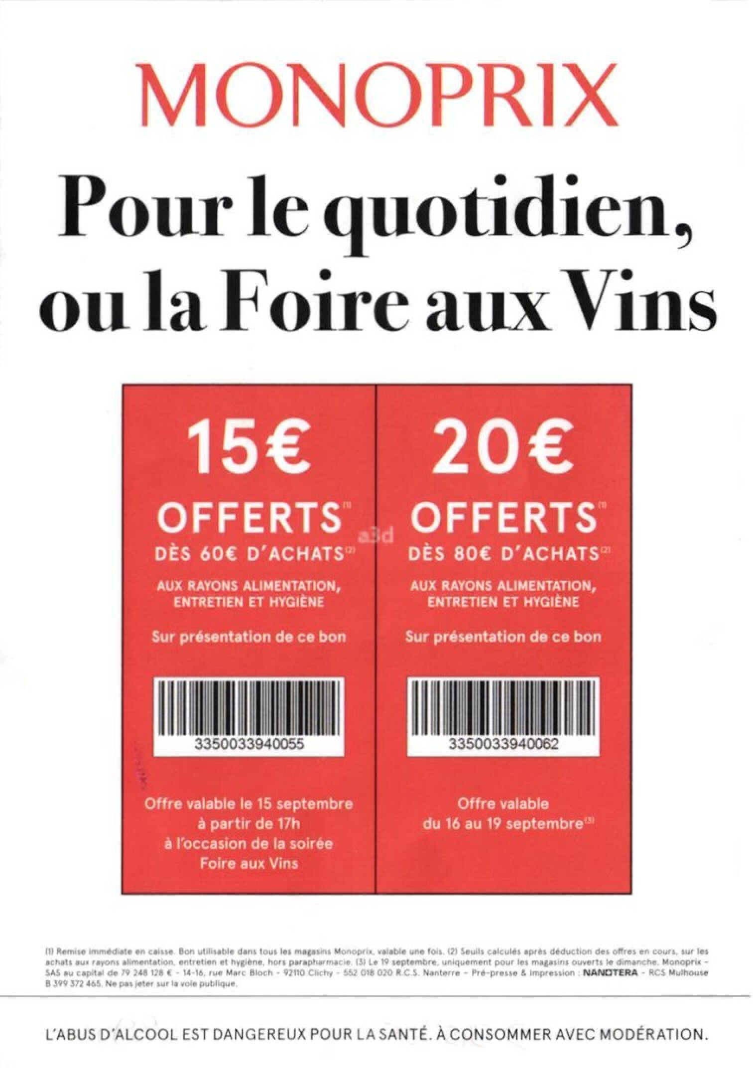 Foire Aux Vins Monoprix Septembre 2022 MONOPRIX - Pour le quotidien ou la foire aux vins